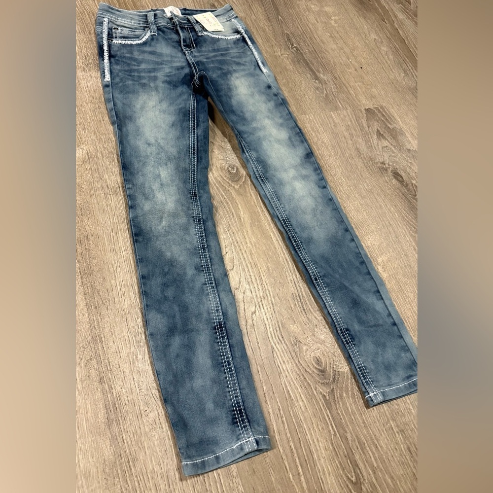 Girls CRB Embellished Skinny Jeans | Medium Wash Denim | Size 8 - Picture 4 of 11